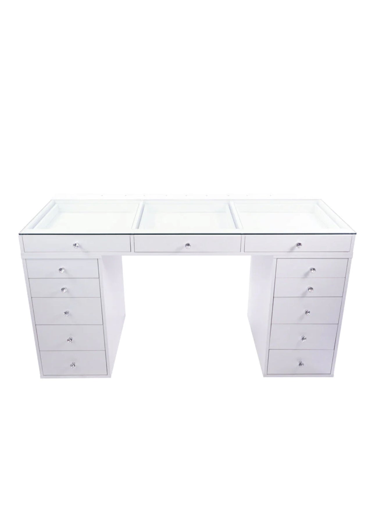 White SlayStation® Pro 2.0 Tabletop + Vanity Mirror + 5 Drawer Units Bundle
