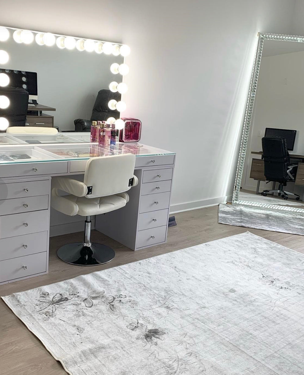 White SlayStation® Pro 2.0 Tabletop + Vanity Mirror + 5 Drawer Units Bundle